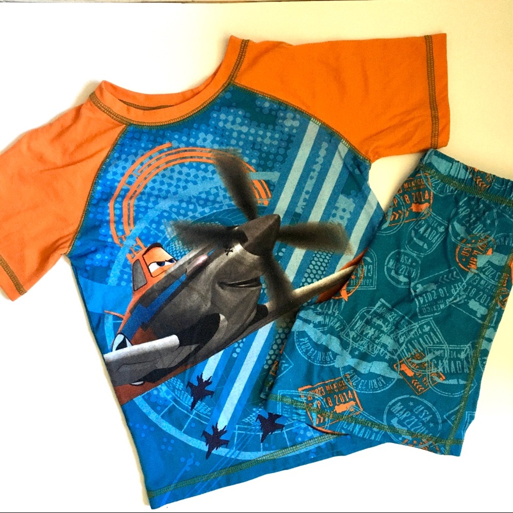 Disney Planes Boys Pajama Set -Sz 5/6 Blue/Orange - Picture 2 of 8